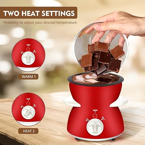 Miniatura 4 de OFFKITSLY Juego de ollas de fondue mini juego de ollas eléctricas para derretir queso de chocolate máquina de fondue de chocolate con tenedores de