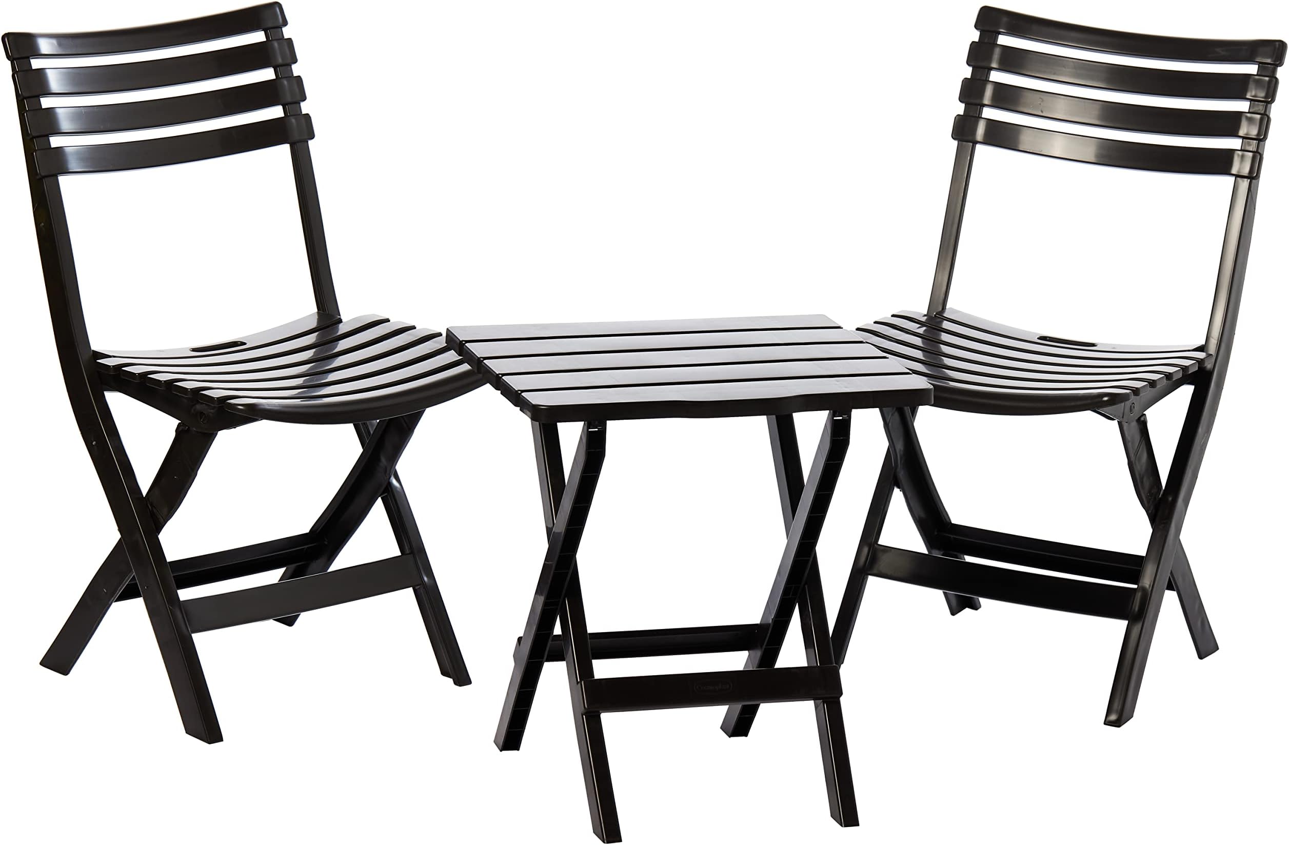 Cosmoplast Portable Camping Folding Chair & Table Set, Dark Brown