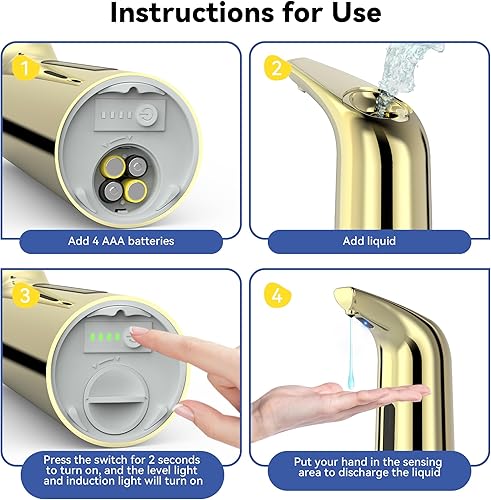 Miniatura 6 de Automatic Soap Dispenser with Infrared Sensor - Adjustable 4-Level Touchless Hand Soap for Kitchen, Bathroom - Battery Operated Electric Dispenser,
