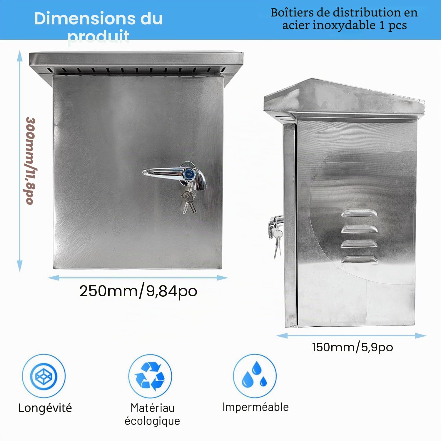 SQLJYU Coffret Electrique Etanche Exterieur, Boite Etanche Electrique Exterieur, Cache Compteur Electrique Mural, Armoire en Acier Inoxydable - Convient Aux Applications Intérieures et Extérieures