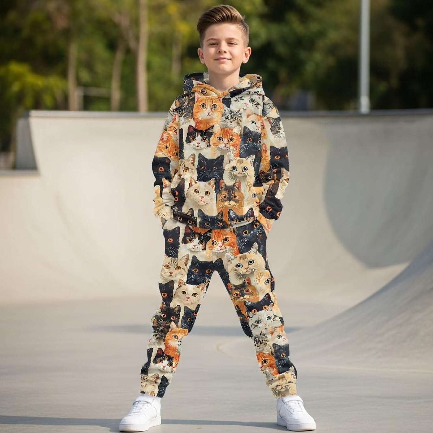 2 Piece Hoodie and Sweatpants Set for Boys 7-14 Kids Sweatshirt Set with Pockets Long Sleeve Pullover Tops for Fall