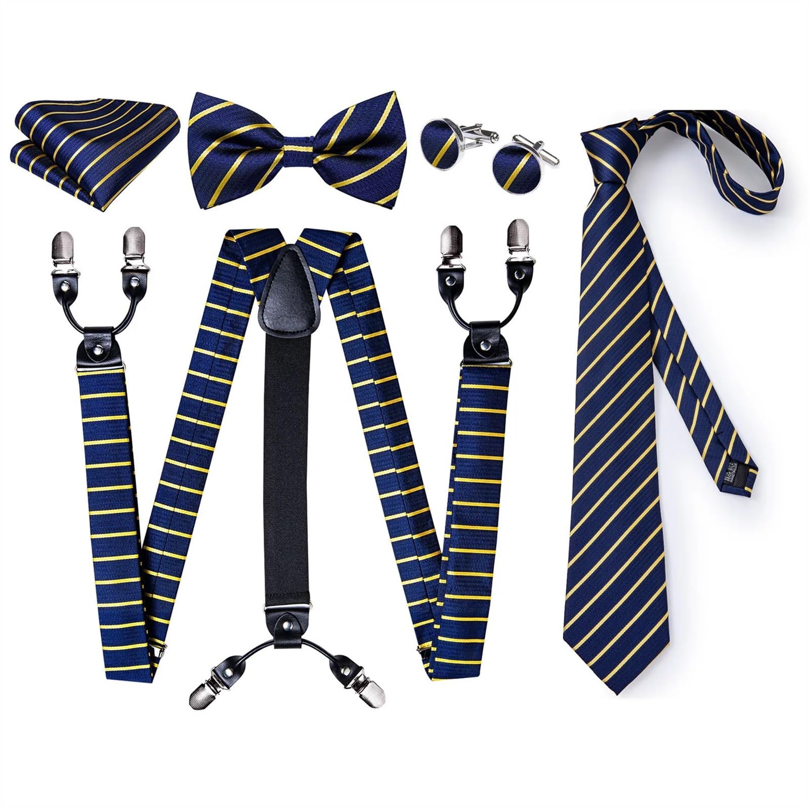 Ensemble de bretelles en cuir pour homme avec 6 clips et bretelles élastiques en soie, Bd-4020-7029, taille unique