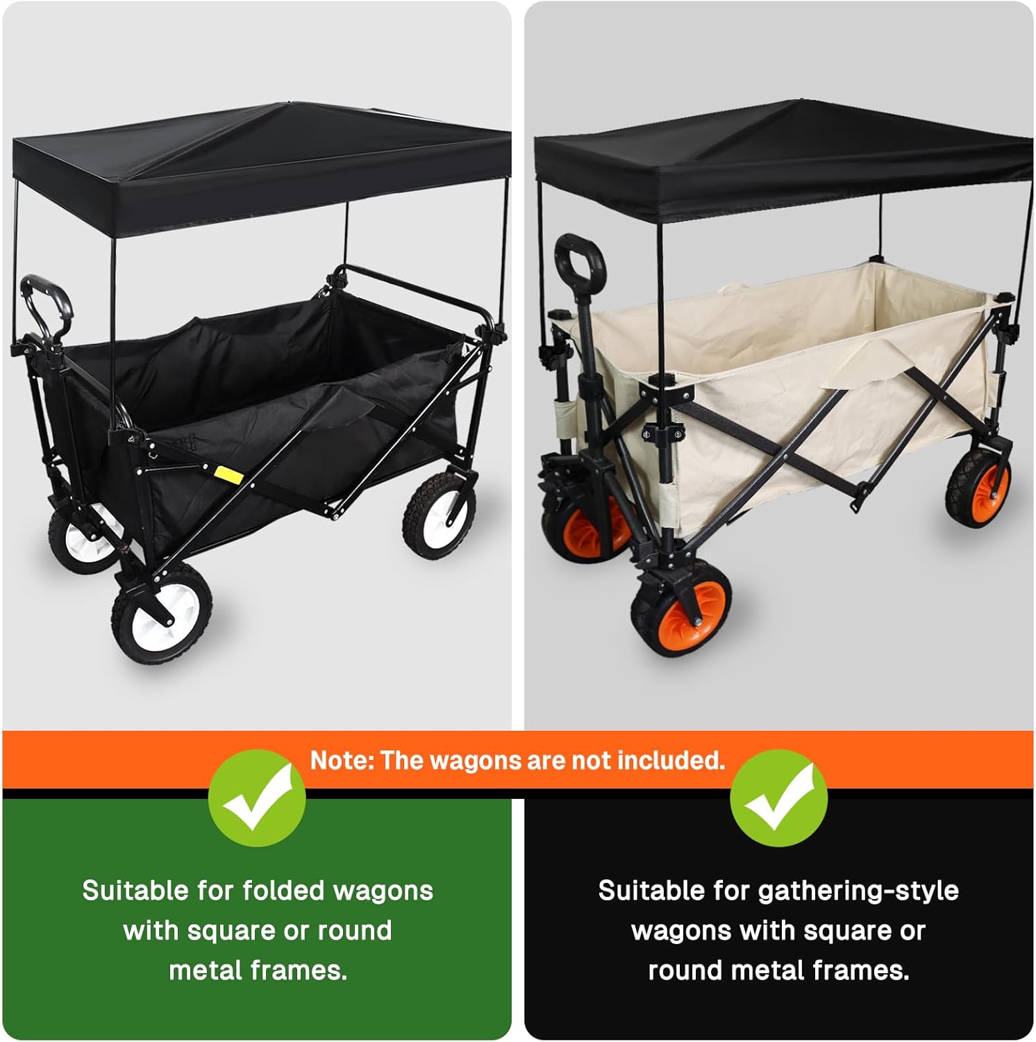 Wagon Canopy Cover, Garden Portable Outdoor Push Awning, Stroller Canopy for Garden Wagon, Shopping, Camping, Fits Folded and Collapsible Wagons,24.4 × 46.5 Inch