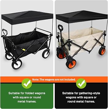 Wagon Canopy Cover, Garden Portable Outdoor Push Awning, Stroller Canopy for Garden Wagon, Shopping, Camping, Fits Folded and Collapsible Wagons, 19.7 29.9 Inch