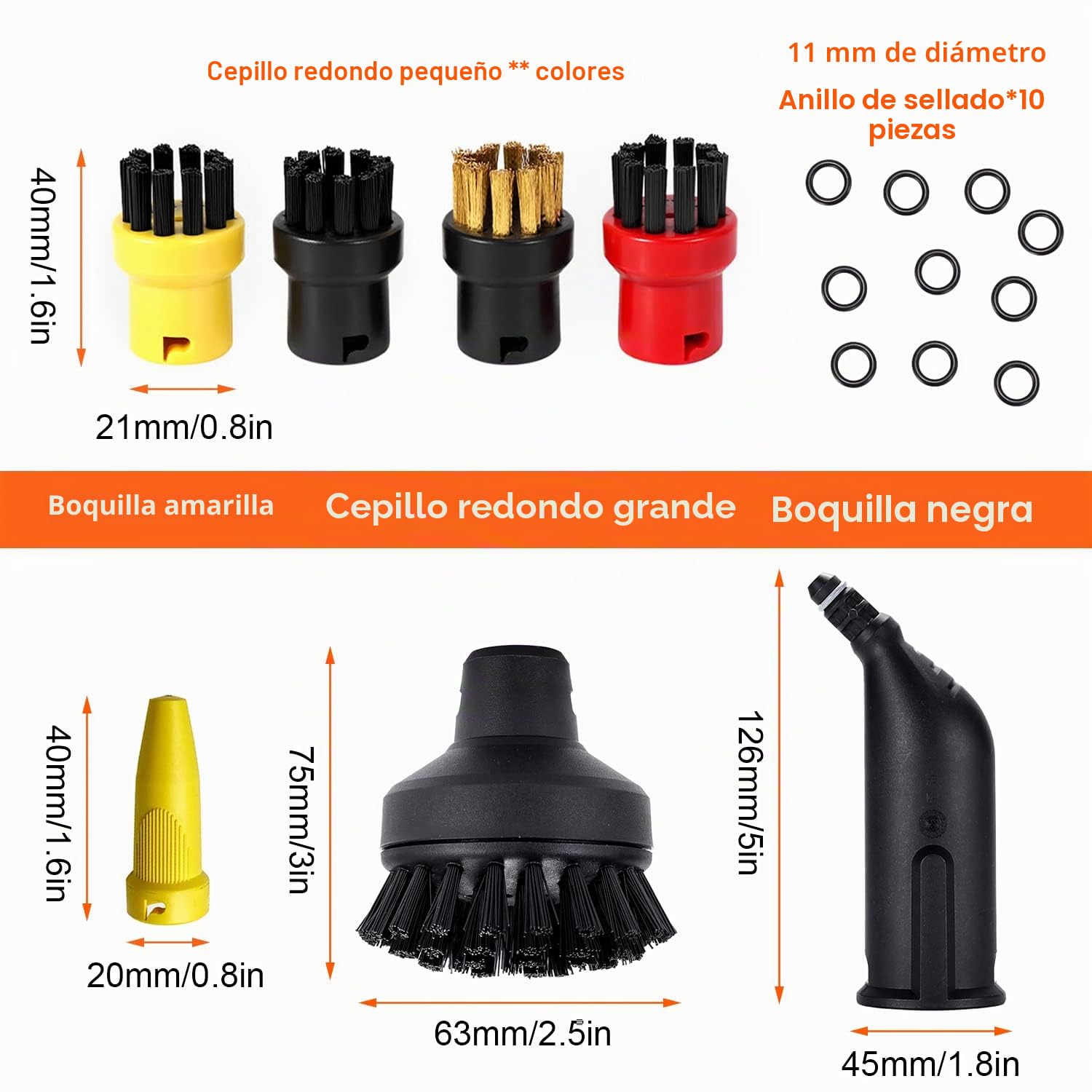 Accesorios para Cepillos Limpiadores a Vapor para Kärcher, Cepillos Redondos Cabezal de Boquilla de Limpieza de Vapor Piezas de Repuesto, Compatible con Kärcher SC1/SC2/SC3/SC4/SC5/SC7/CTK10 (150g)