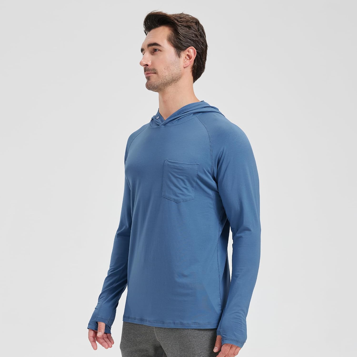 netdraw Men's Bamboo Viscose Performance Hoodie with Pocket UPF 50+ Long Sleeve Lightweight Hiking Athletic Sun Shirt - Image 3
