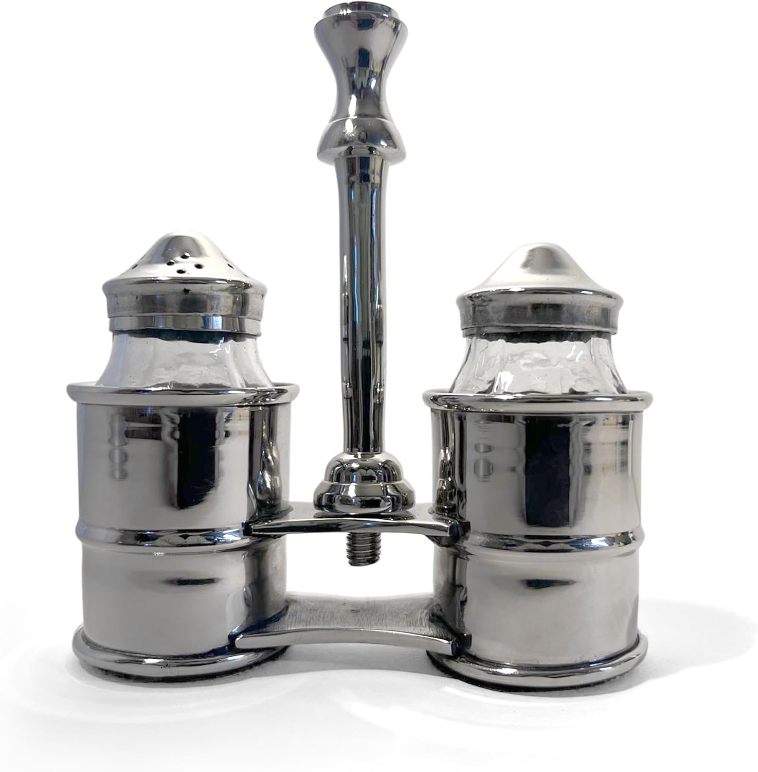 Salt and Pepper Shaker Set with Nickel-Plated Caddy, Table Serving Set