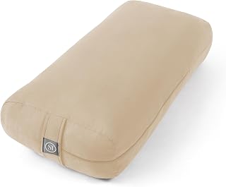 SweetHomeCollection Buckwheat Filled Yoga Bolster Meditation Cushion - 25x12x5 Supportive Pillow for Yoga, Pilates, Relaxation & Removable Cover