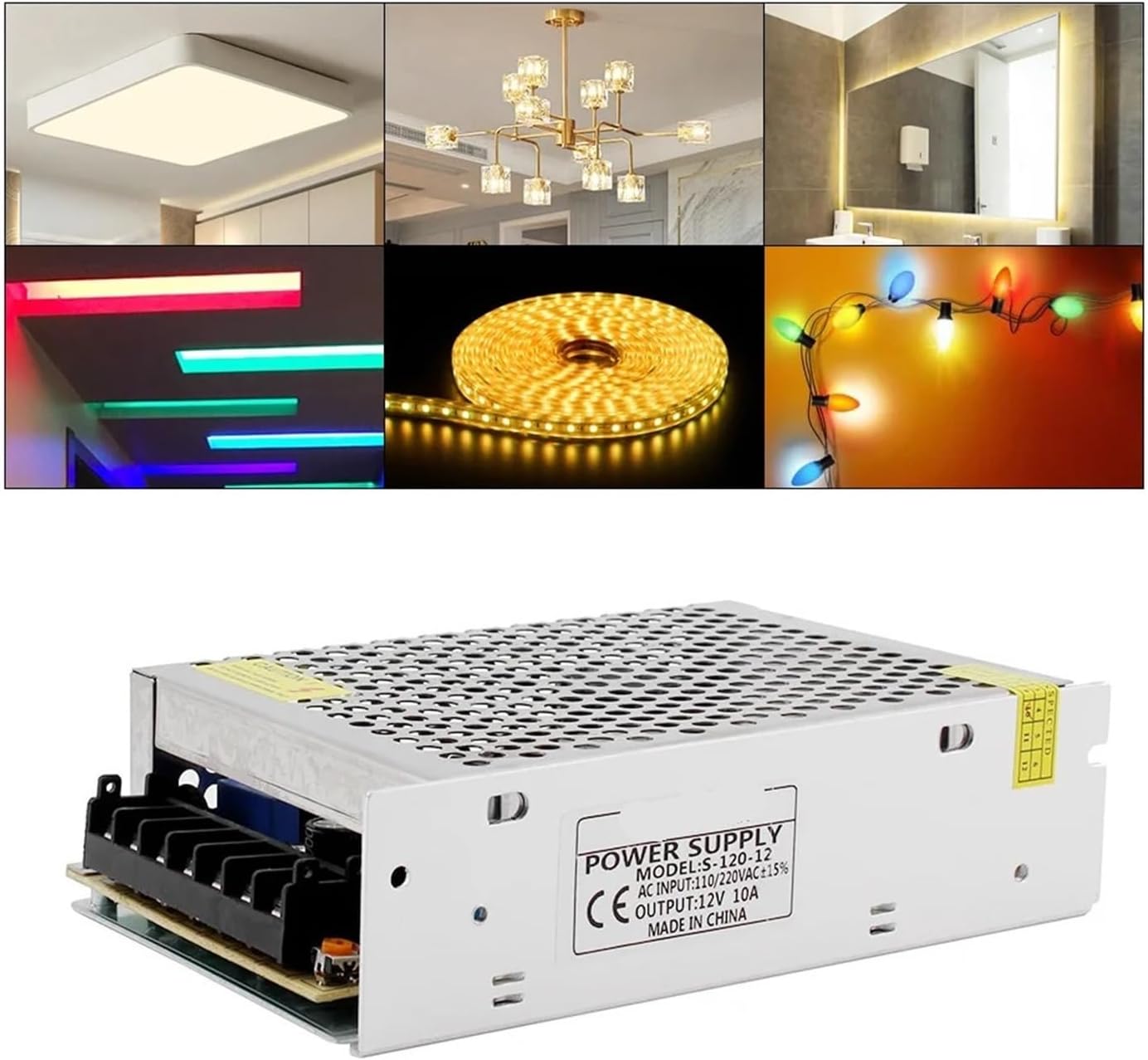 LED Lighting Transformer AC DC 220V 110V 12V 24V 1A 2A 3A 5A 6A 8A 10A 15A 20A 30A SMPS Switching Power Supply Laboratory Power Supply(12V 1A)