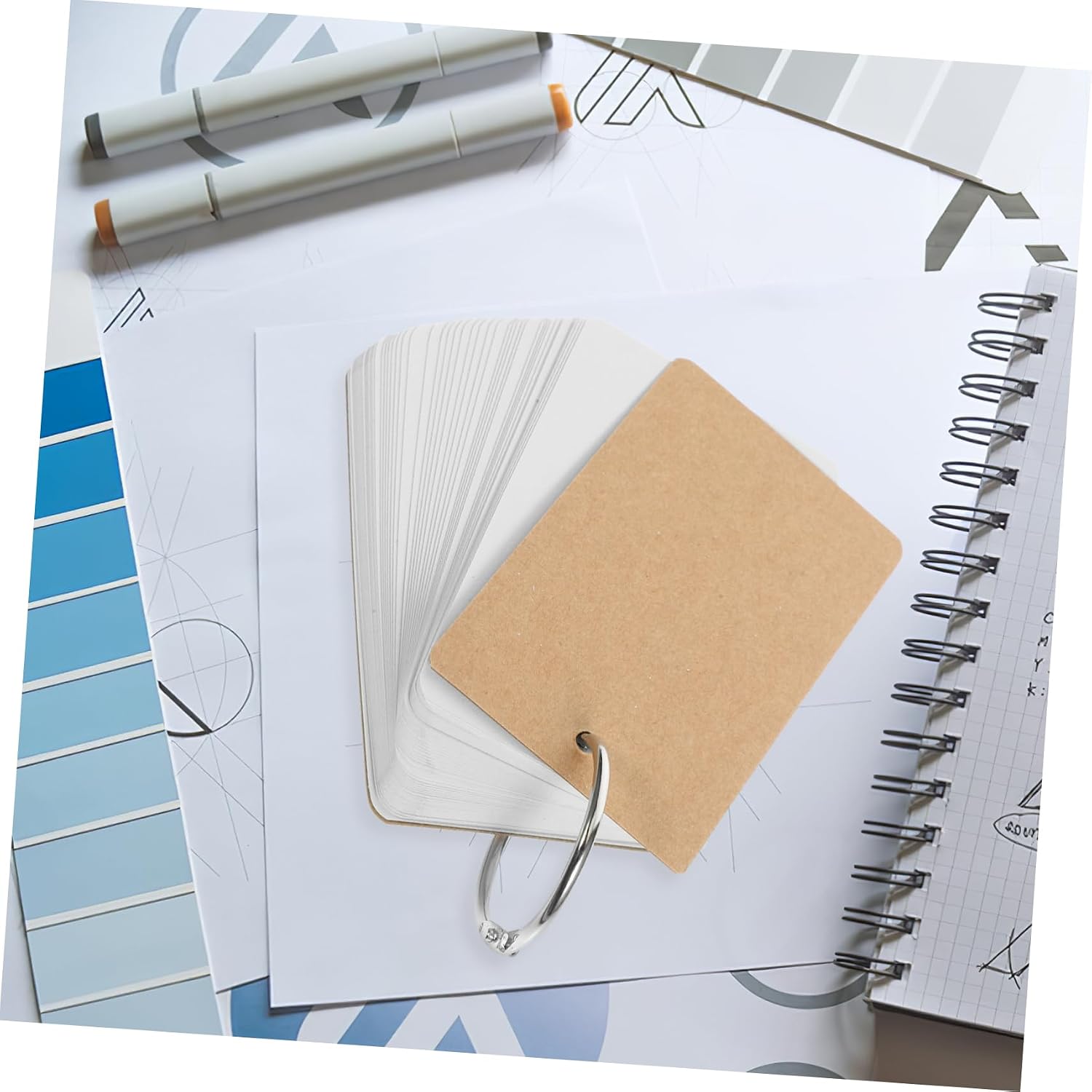 Veemoon 1Set DIY Blank Note Cards Memory Cards with Ring for Crafting Studying and Memo Writing Lightweight Versatile for Students and Creatives