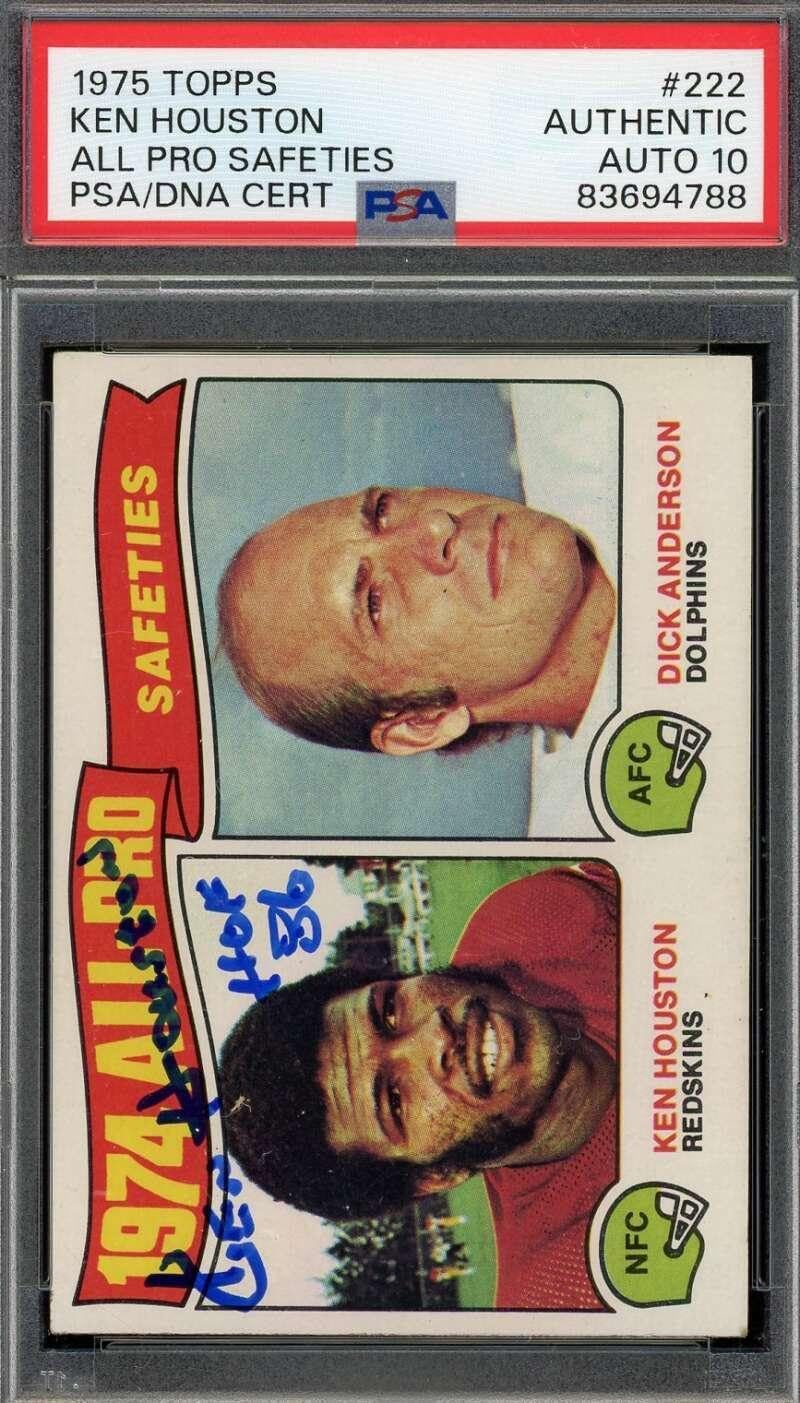 Ken Houston Gem Mint 10 PSA DNA Signed 1975 Topps 1974 Leaders Autograph - NFL Autographed Football Cards
