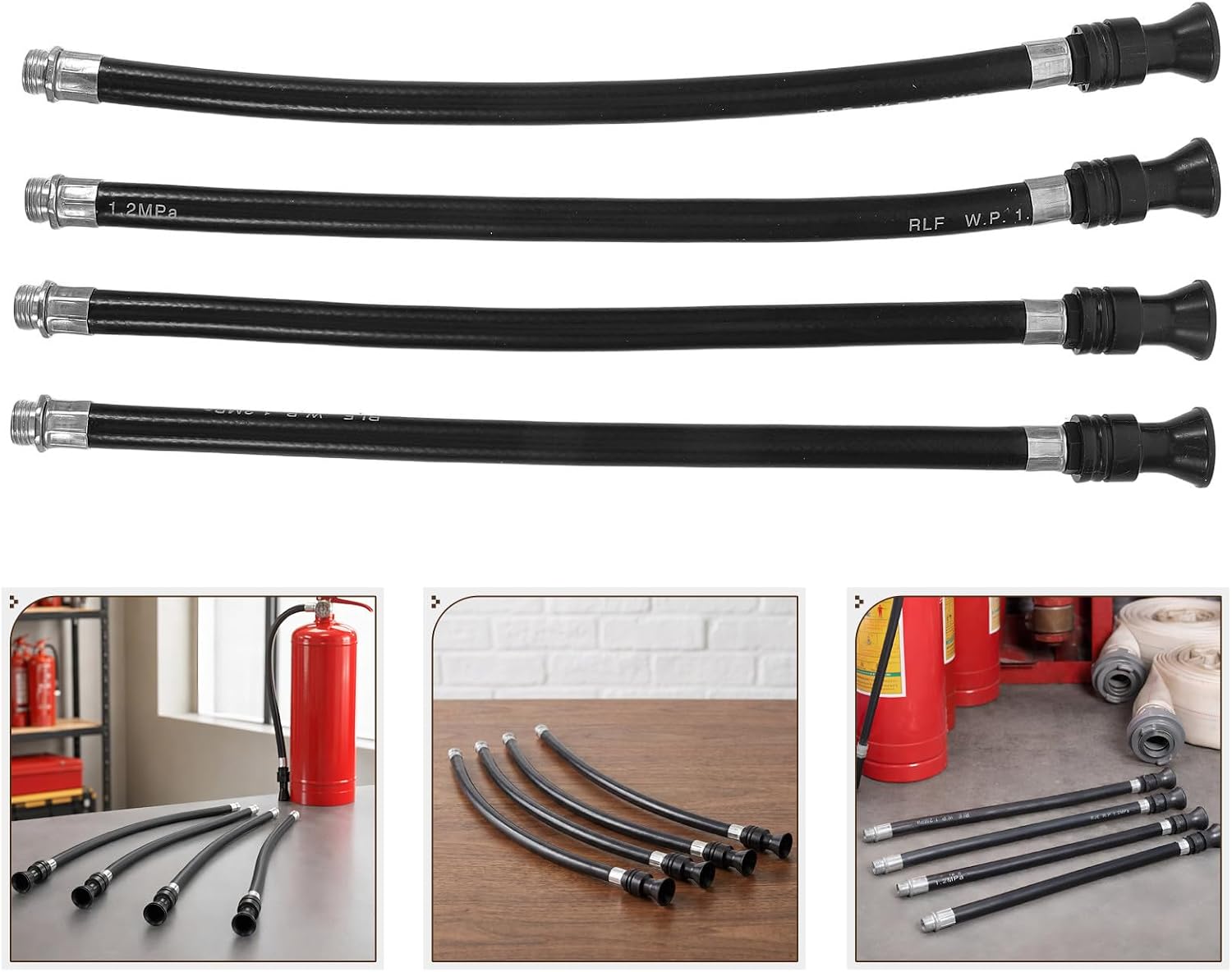 16 Inch Fire Extinguisher Hose Iron PP Rubber 4pcs Black