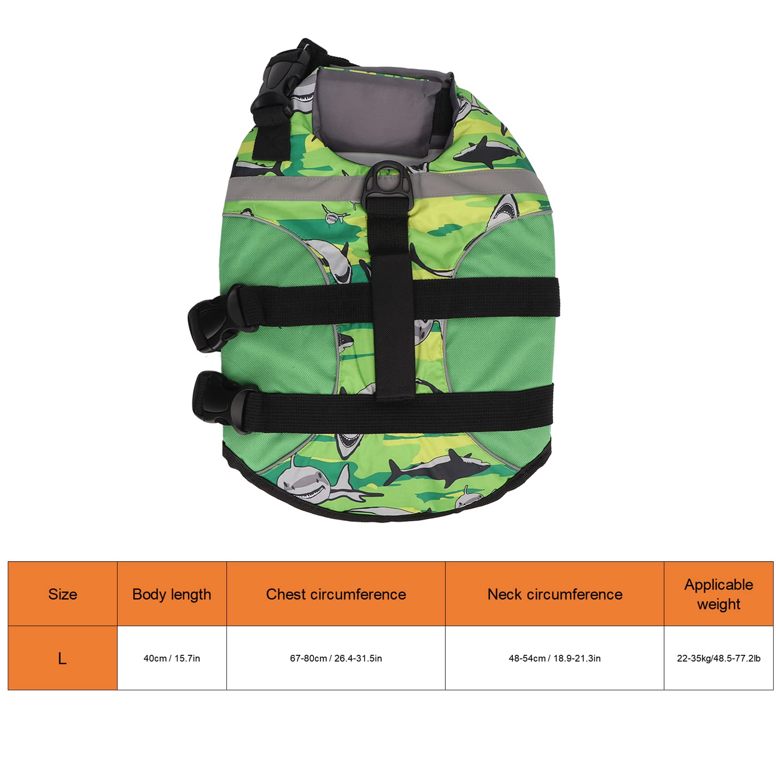 Chaleco Salvavidas Reflectante Ajustable para Perros para Nadar y navegar (l)