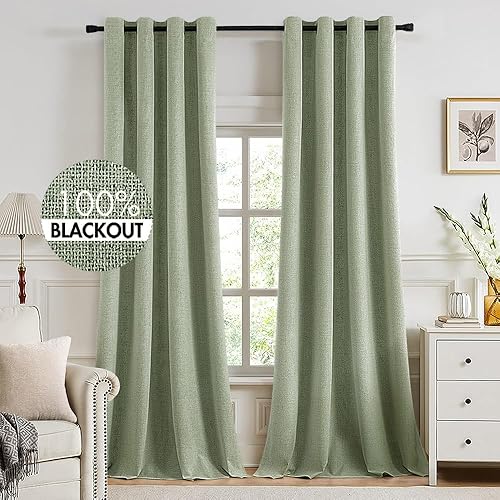 Vista 82 de MIULEE - Cortinas blancas opacas con textura de lino para dormitorio o guardería, con aislamiento térmico, con ojales, para sala y decoración, 52 x