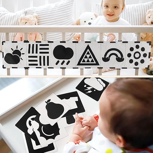 Miniatura 5 de Dreamon 32 piezas de juguetes sensoriales para bebés de alto contraste en blanco y negro para recién nacido de 0 a 3 meses, para desarrollo cerebral