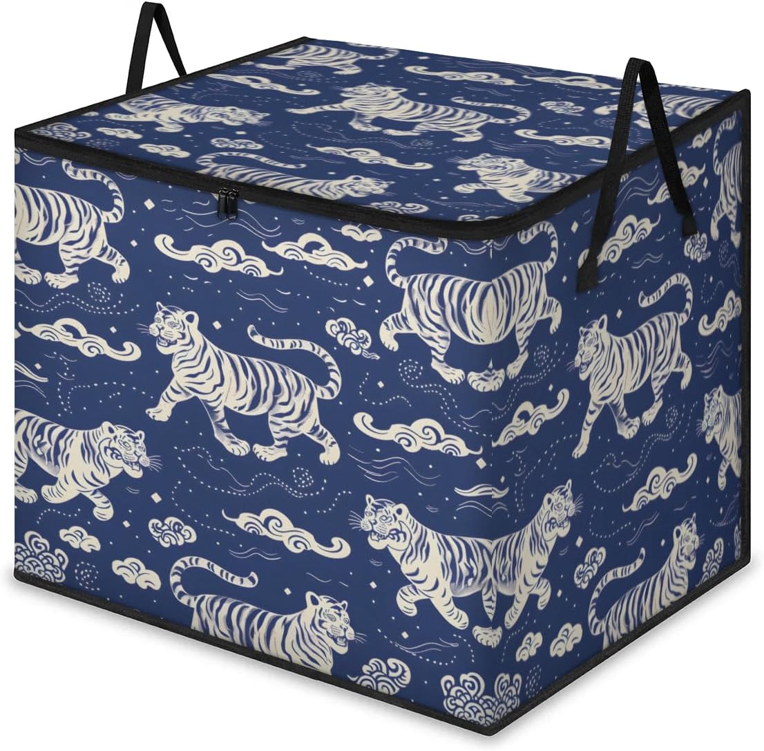 214L Extra Large Comforter Storage Bag Rainbow Horses Floral Storage Totes with Lids Waterproof Closet Organizer Folding Blanket Storage Bags for Clothes Bedding Pillows