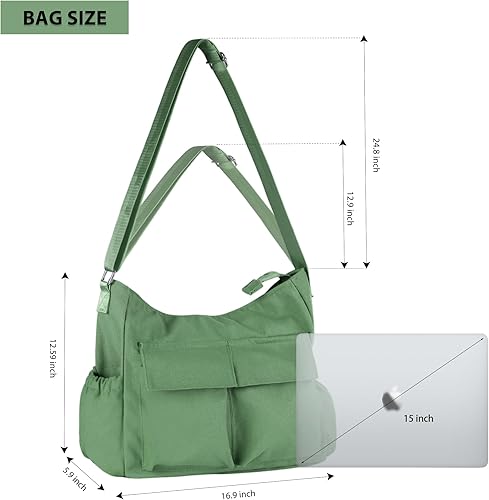 Miniatura 3 de Bolso bandolera de lona para hombres y mujeres, bolso vintage para laptop, bolsa grande con múltiples bolsillos