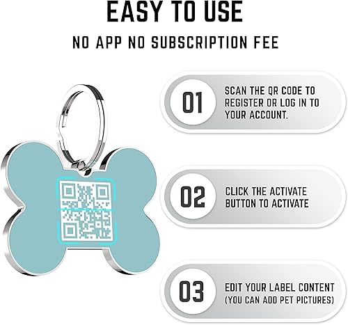 Miniatura 3 de Etiqueta de perro con código QR, etiquetas de perro personalizadas para mascotas, etiquetas de identificación personalizadas para perros y gatos,