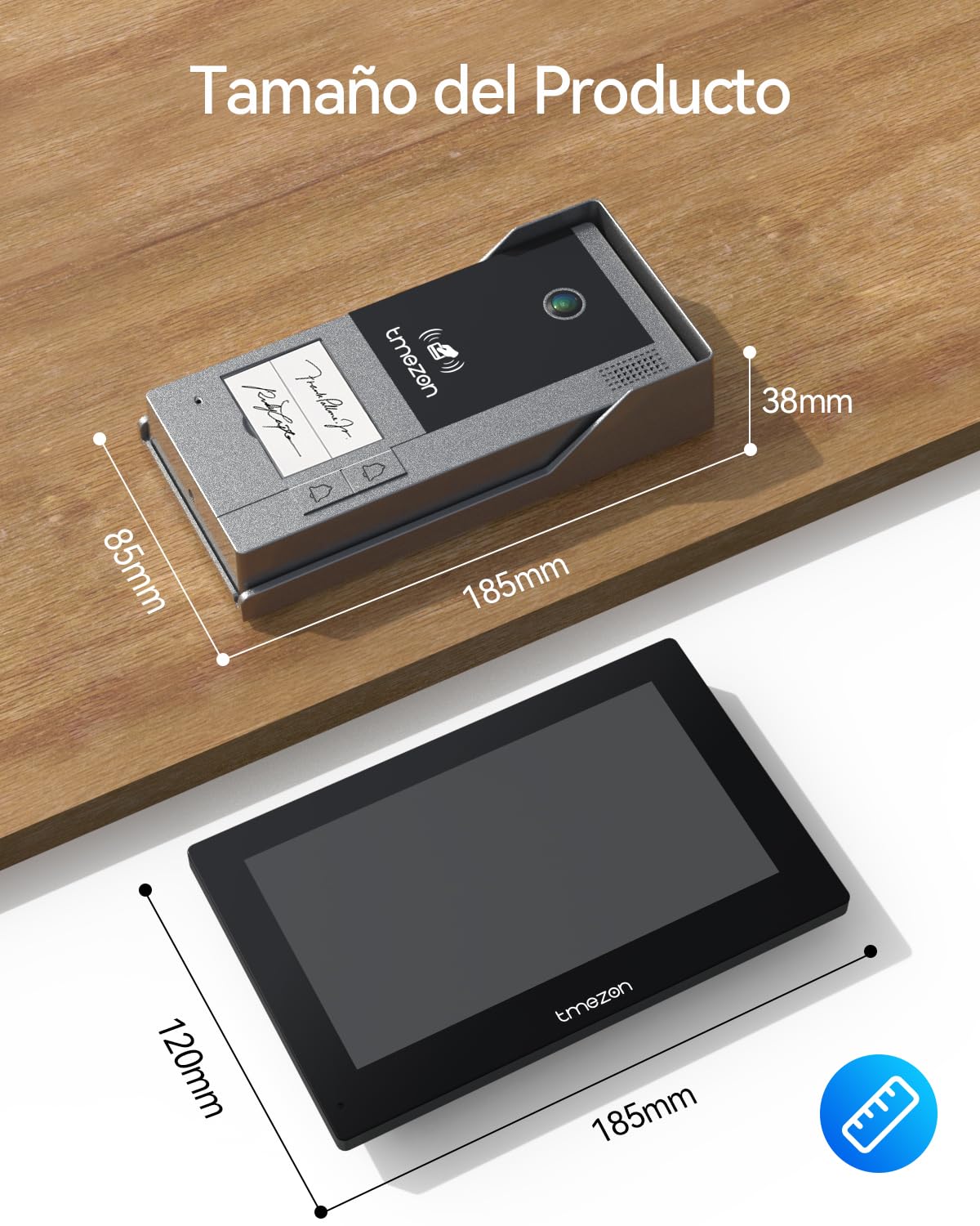 TMEZON Videoportero WiFi 2 Hilos,1080P Timbre Video Sistema Intercomunicador,Pantalla táctil IP de 7",Detección de Movimiento Humano,Desbloqueo por App/Tarjeta RFID,Grabación y reproducción,2 Familia