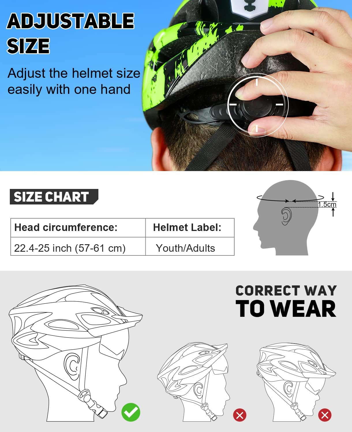 Bike Helmet with USB Rechargeable LED Light Detachable Goggles and Sun Visor, Mountain & Road Bicycle Helmets for Men Women Adult Cycling Helmets