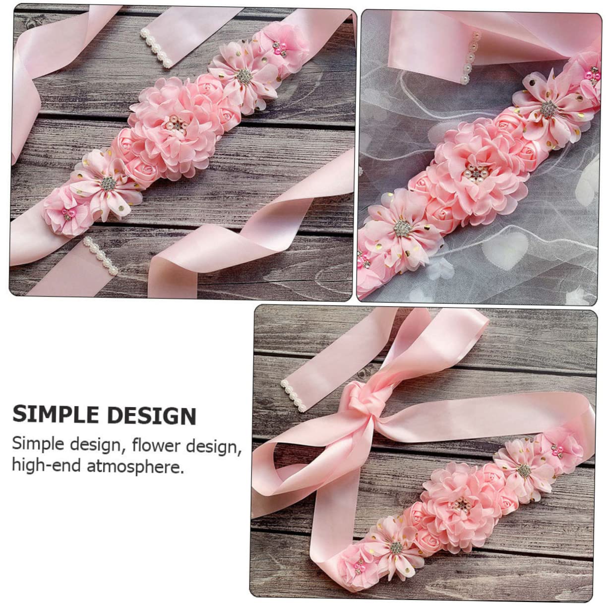 GALPADA 3piezas Cinturón De Flores Elegante Para Mujer Cinturón De Fiesta De Accesorio Para Fotografía Maternidad y Bodas