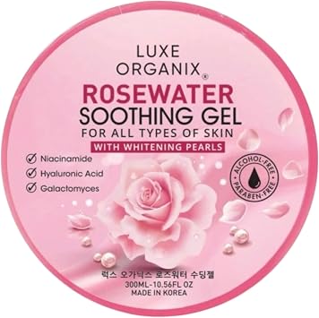 LuxeOrganx Rosewater Soothing Gel, 300ml, for All Skin Types