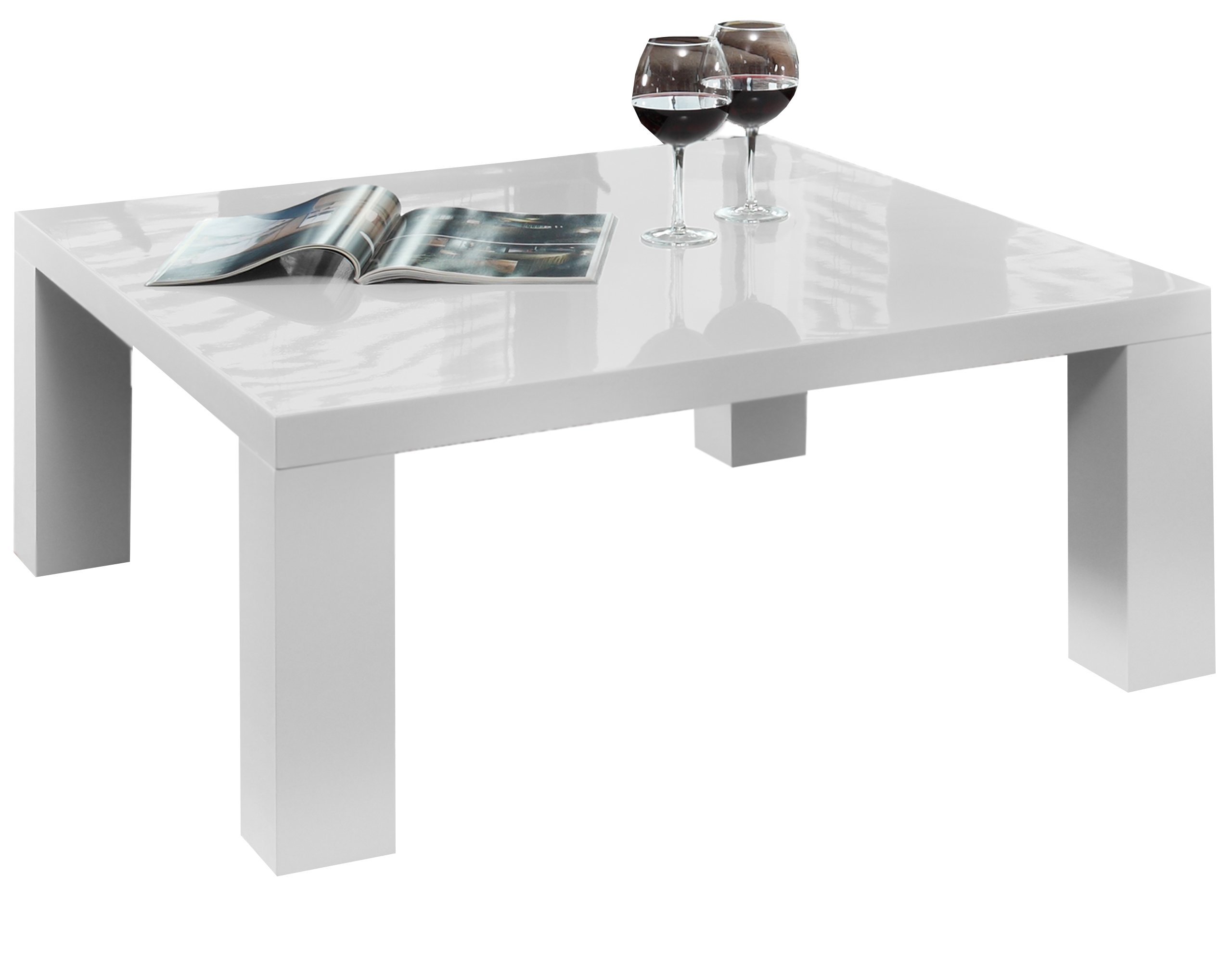 SalesFever Coffee Table White High Gloss MDF 90 x 90 cm Square