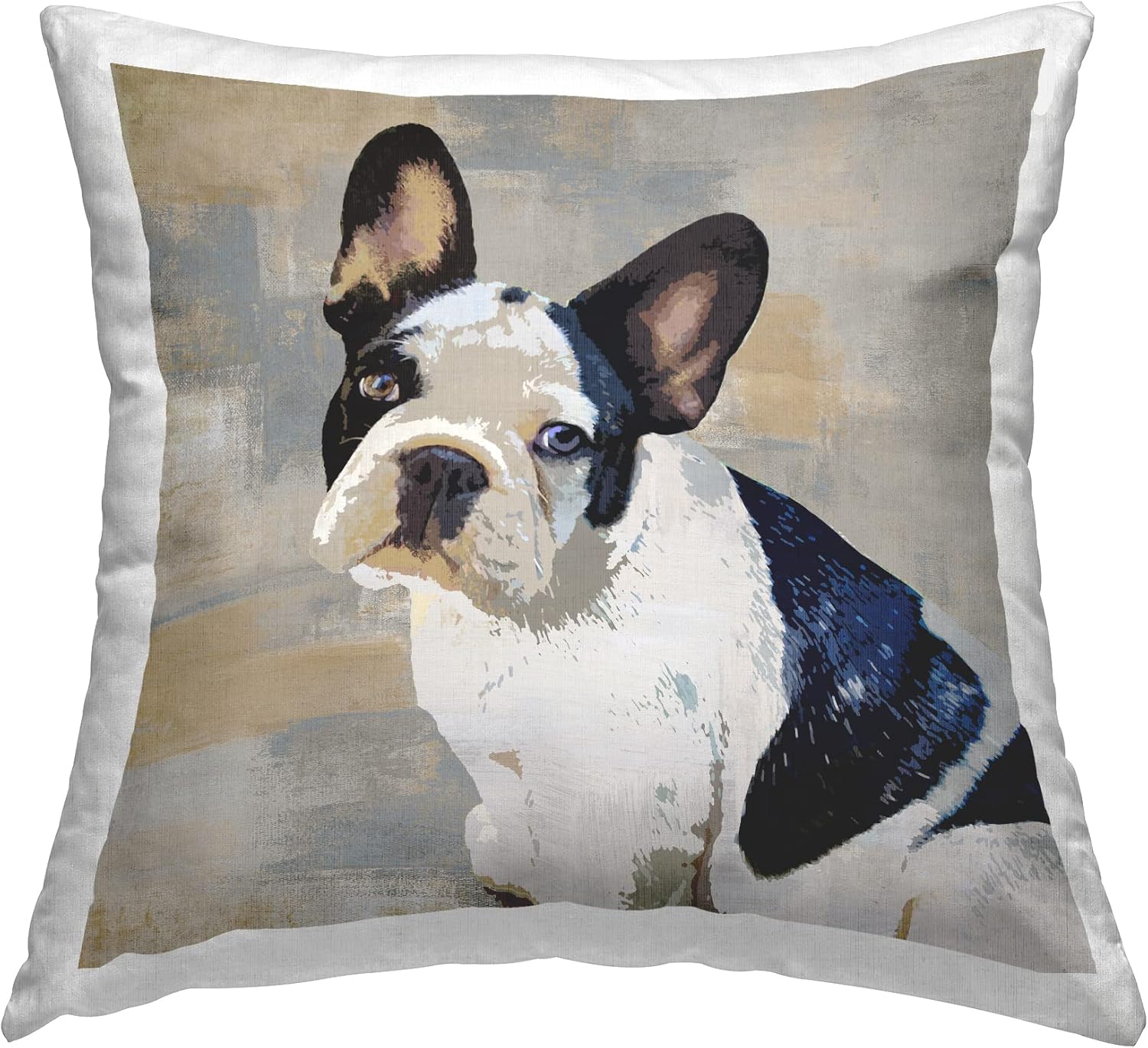 Stupell Industries French Bulldog Dog Grey Beige Neutral Patchwork Design by Keri Rodgers