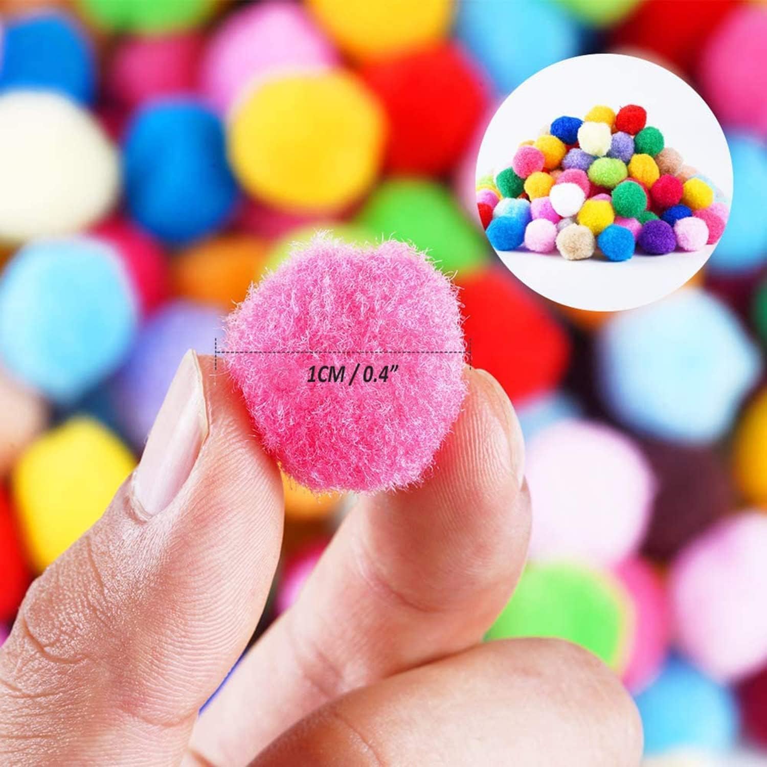 Lhbwhiz 500 kleurrijke pompons, minipompons, kleurrijke ballen voor knutselwerkjes, zeer elastische pluche ballen, voor creatieve doe-het-zelf knutselwerkjes, decoratie en kleding (rond
