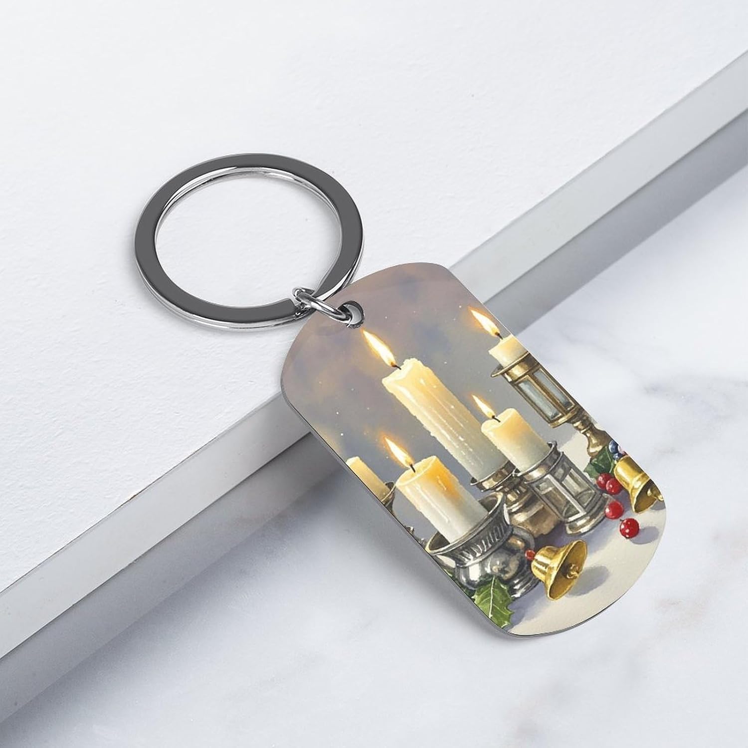 Metal Keychain Clip Christmas Candle Printed Key Chain Swivel Clasp Key Hooks Key Chain Rings Key Tag Keychain Supplies for Pet Collars Bag Accessories image 3
