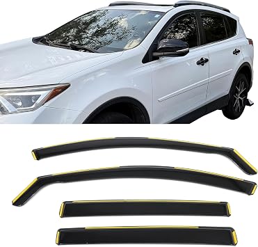 Fit 2013-2018 Toyota RAV4 in Channel Mount PC Window Visors Black 4PCS