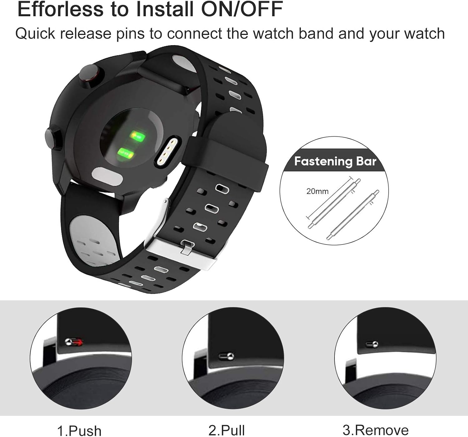 ISABAKE 20mm Watch Band for Garmin Forerunner 245/645/Vivoactive 3/Venu Sq image 5