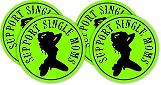 Support Single Moms Hard Hat Stickers ~ Motorcycle Welding Helmet Decals ~ Funny Labels Badges ~ Mechanic Toolbox Laborer Construction Trucker Foreman Scaffold Stripper Dancer Sexy Babe Girl