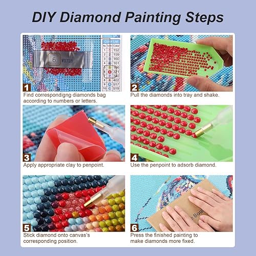 Miniatura 6 de FHBUBPUP Kits de pintura de diamantes para adultos, kits de arte de diamantes de paisaje natural para niños, manualidades de gemas de cabaña de