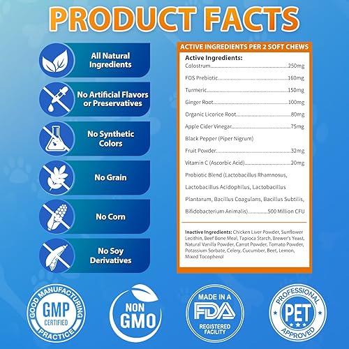 Miniatura 6 de Masticables para alergias para perros, 200 masticables, apoyo para aliviar la picazón de la piel del perro, probióticos Omega 3 para perros, alivio