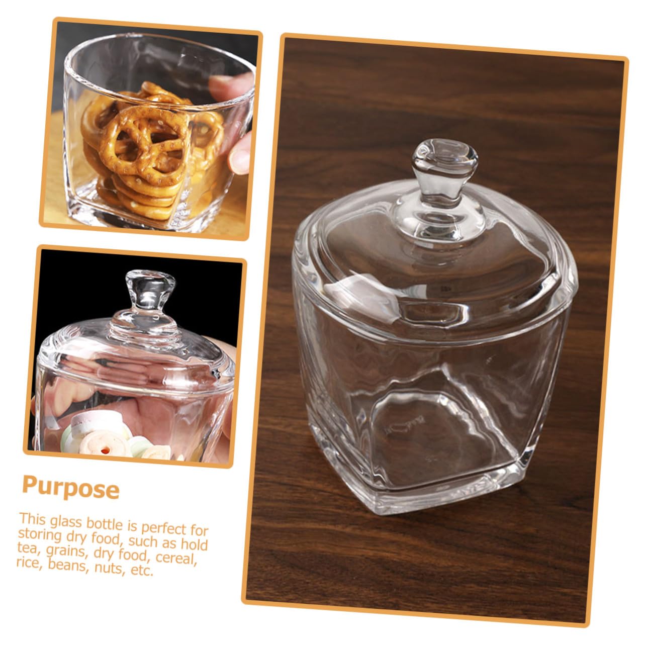 2stücke Glasbehälter mit Deckel Transparent für Aufbewahrung von Snacks und Trockenlebensmitteln Luftdicht und Spart Platz Praktisch für Küche und Zuhause