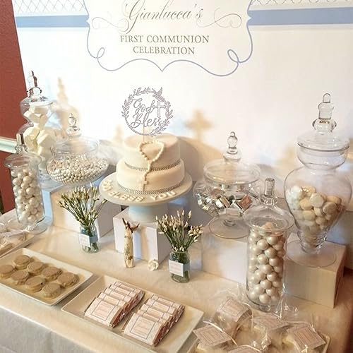 Miniatura 6 de 1 pieza de decoración para pastel de paloma con purpurina para la primera comunión, decoración para bautizo, bautismo religioso, baby shower, fiesta