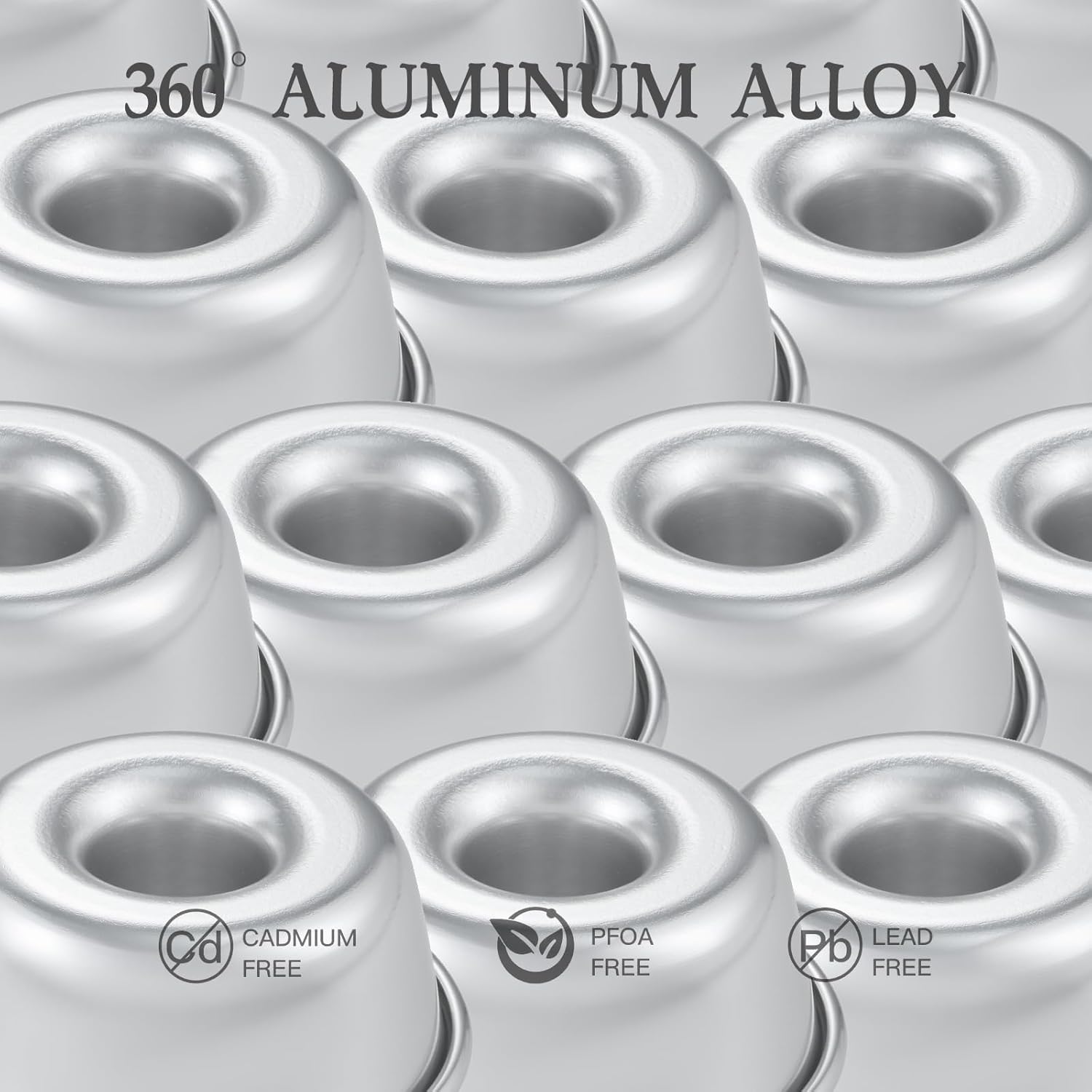 FORBAKE Non-Stick 4" Angel Food Pan Set - 6-Pack Aluminum Chiffon Cake Tube Pans for Perfect Oven Baking - Anodized Surface - Bake Like a Pro! - Image 3