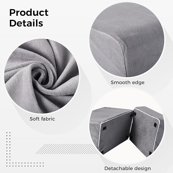 Gray Adjustable Foot Rest Set Under Desk, Ergonomic Cushion for Foot Support, Slip-Resistant Design Ideal for Home, Work, and Office, Comfort Adjustable Height, Compact Lightweight Design