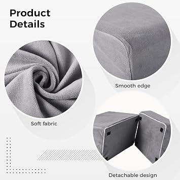 Gray Adjustable Foot Rest Set Under Desk, Ergonomic Cushion for Foot Support, Slip-Resistant Design Ideal for Home, Work, and Office, Comfort Adjustable Height, Compact Lightweight Design