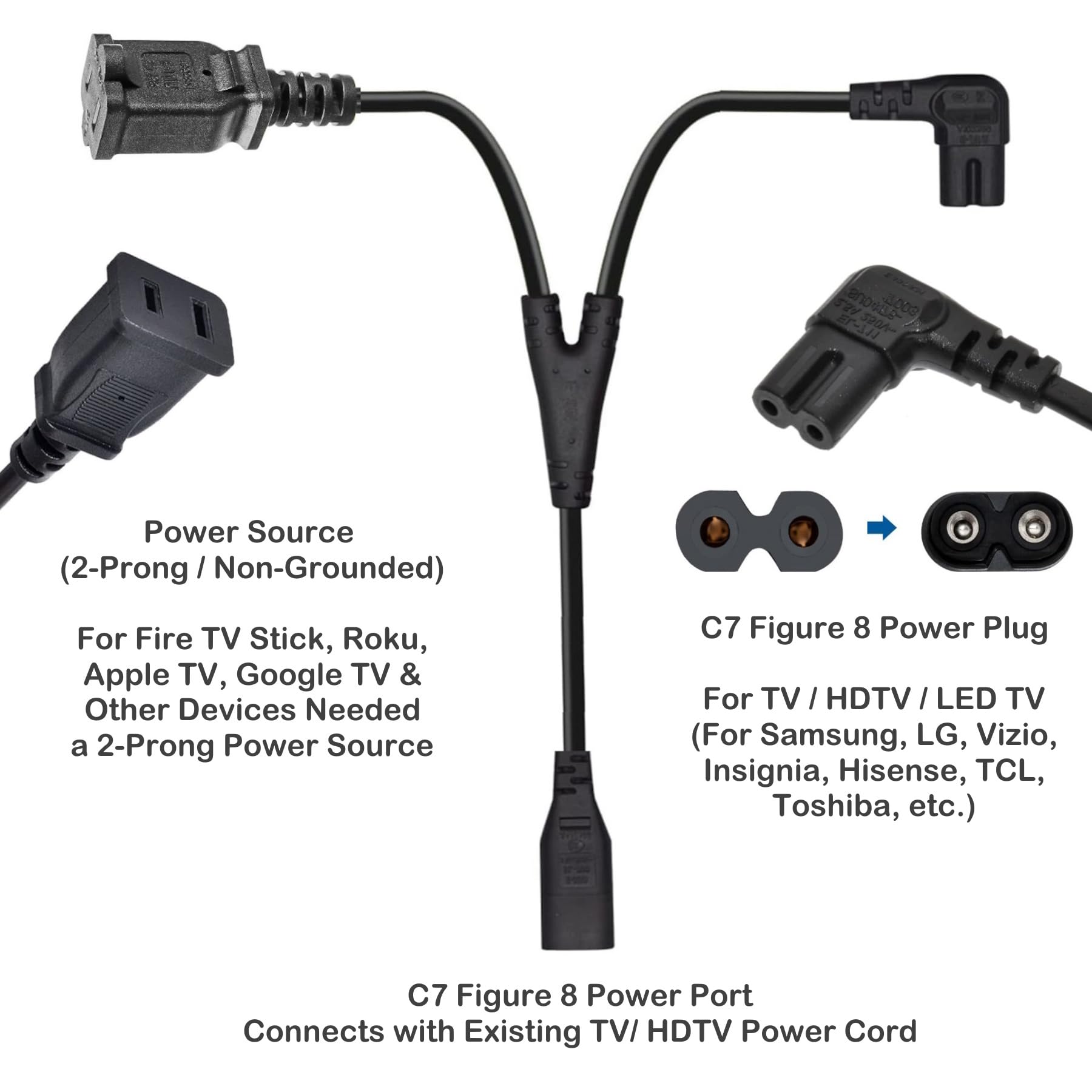 Amazon.com: TV Power Splitter Cable for Fire Stick, Roku