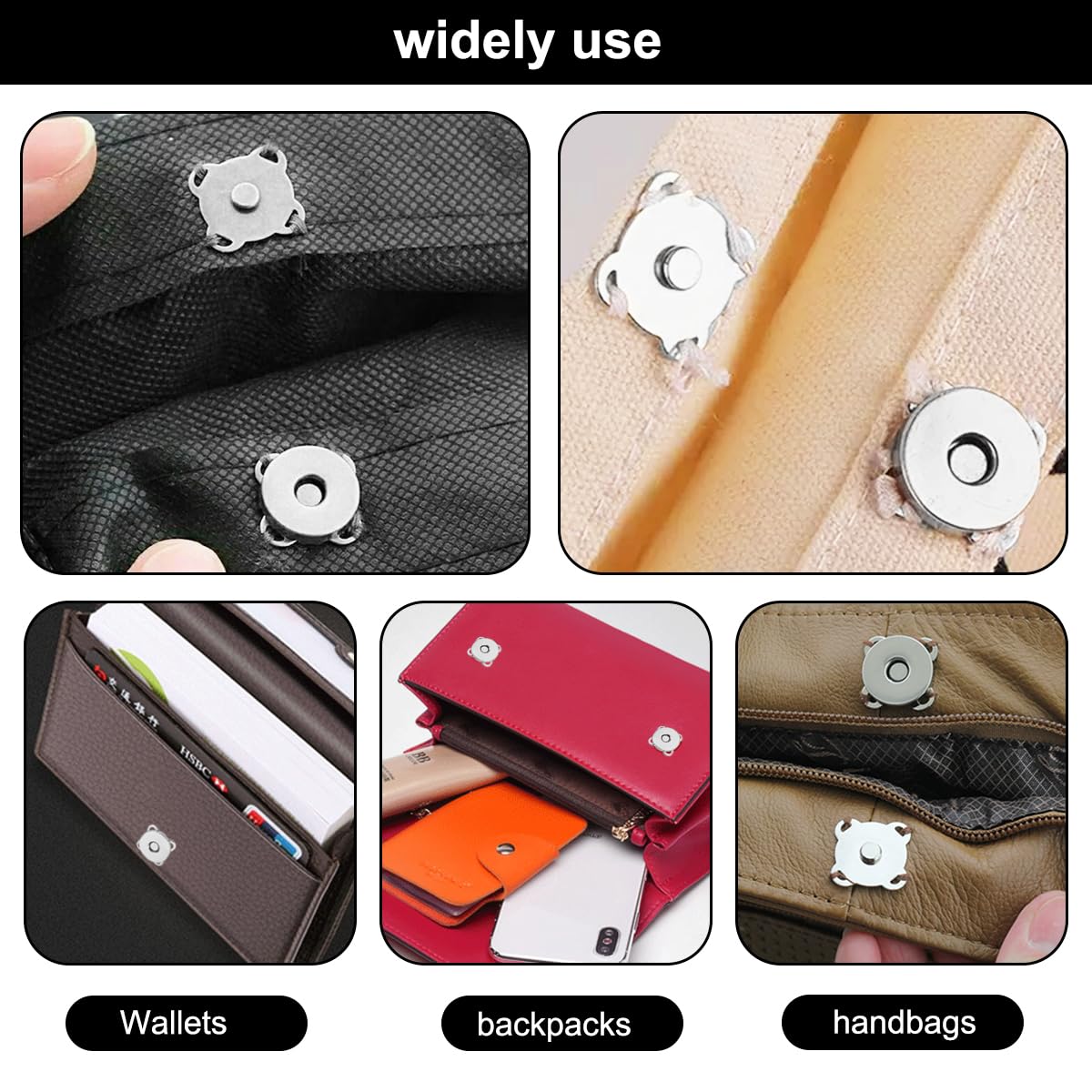 Bottoni Magnetici 20 Pezzi Da 20mm | Per Borse, Cucito, Fai Da Te | Argento | Chiusura Magnetica - Foto 10