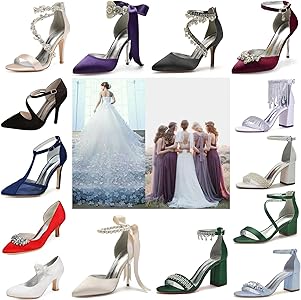 Amazon.com | ADMLZQQ Women's High Heels Pumps Pointed Toe Rhinestones Ankle  Strap D'Orsay Stiletto Satin Wedding Dress Shoes 3.14"(8cm Heel  Hight),Black,2 UK | Pumps