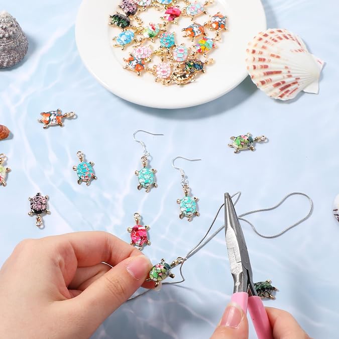 Enamel Sea Turtle Charms, 30PCS Alloy Marine Life Pendants for Jewelry Making, Nautical DIY Craft Necklace Bracelet Earrings Accessories, Bulk Summer Gift