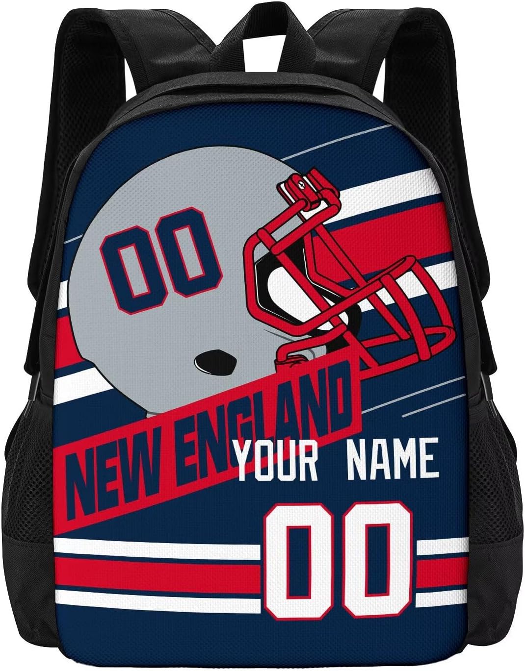 New England Backpack for School Custom Name Number Backpack for Boys Kids Youth Men Gifts