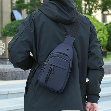 Chest bag Lightweight Oxford Cloth Bag, Street Style Men's Shoulder Crossbody Bag-black