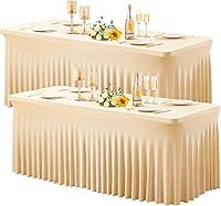 Vista 34 de Wish Care Paquete de 2 manteles de elastano elástico azul bebé para mesas rectangulares de 4 pies, manteles ajustables sin arrugas de 4 pies