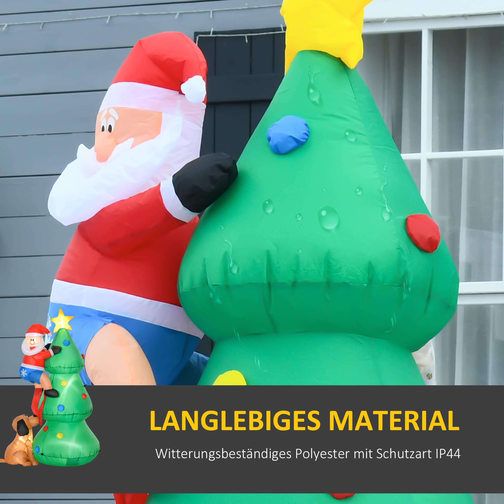 180cm Aufblasbarer Weihnachtsbaum mit LED-Lichtern Weihnachtsmann Hund | Aufblasbare Weihnachtsdekoration, Weihnachtsdeko Außenbereich, Dekoration für Weihnachten, Hof, Garten, Rasen