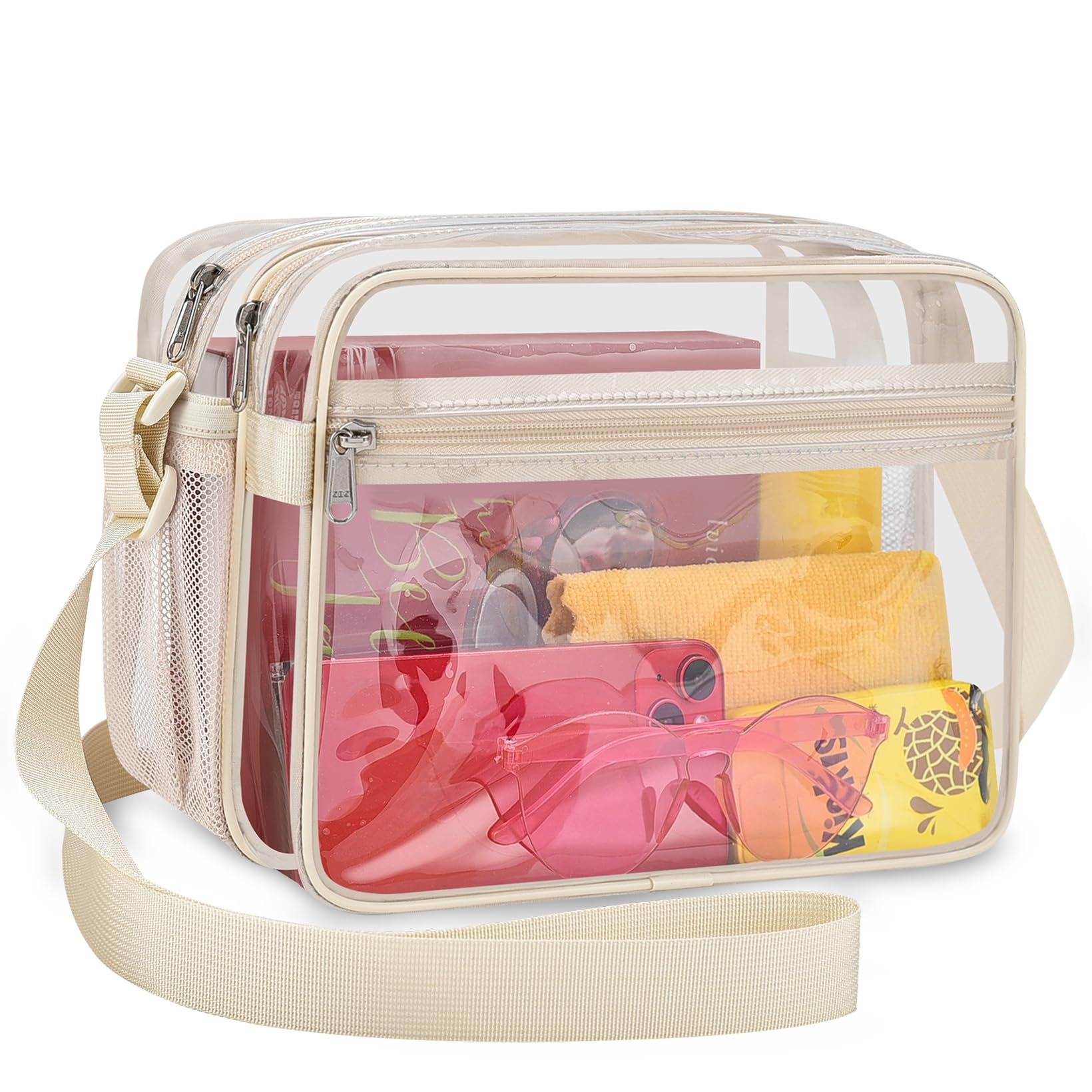 Mildbeer 2-Compartment Clear Stadium Messenger Bag for Concerts Games Events