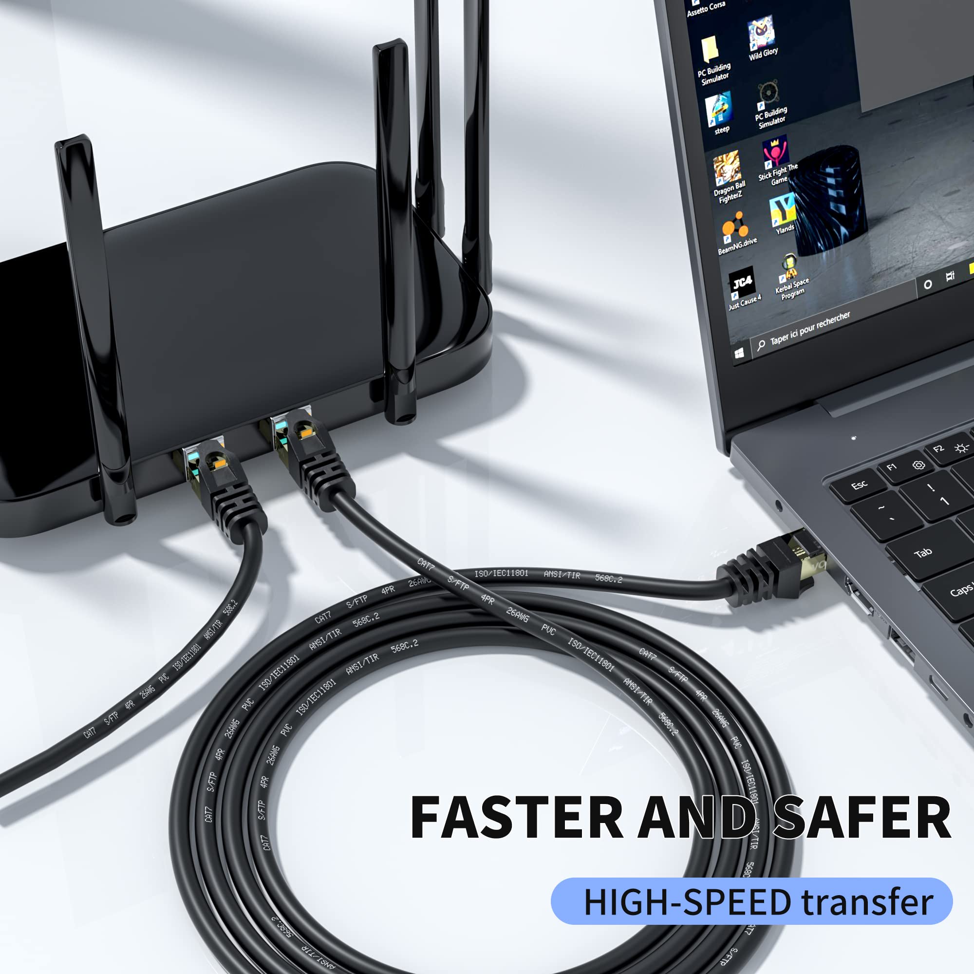 LAN - Cable de Red Ethernet (Conectores Dorados, 10 Gigabit, 600 MHz, Conectores Dorados) 40M Negro